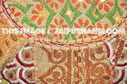 Beige Khaki tufted ottoman ottoman pouffe Foot Stool bean bag-Jaipur Handloom