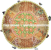 Beige Khaki tufted ottoman ottoman pouffe Foot Stool bean bag-Jaipur Handloom