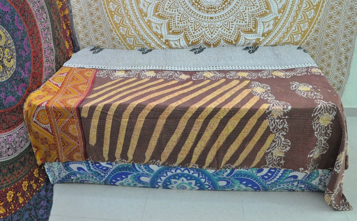 Bellance Sari kantha Blanket-Jaipur Handloom