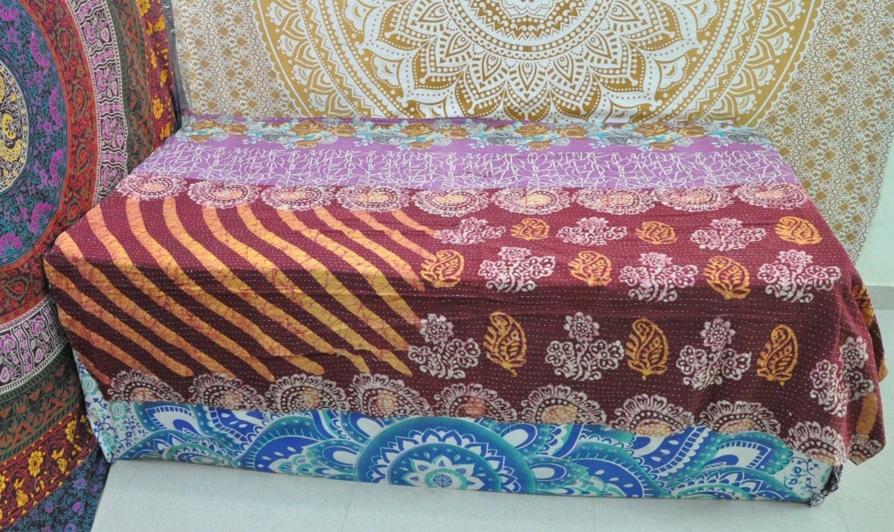 Bertina Hand-Stitched Kantha Throw-Jaipur Handloom