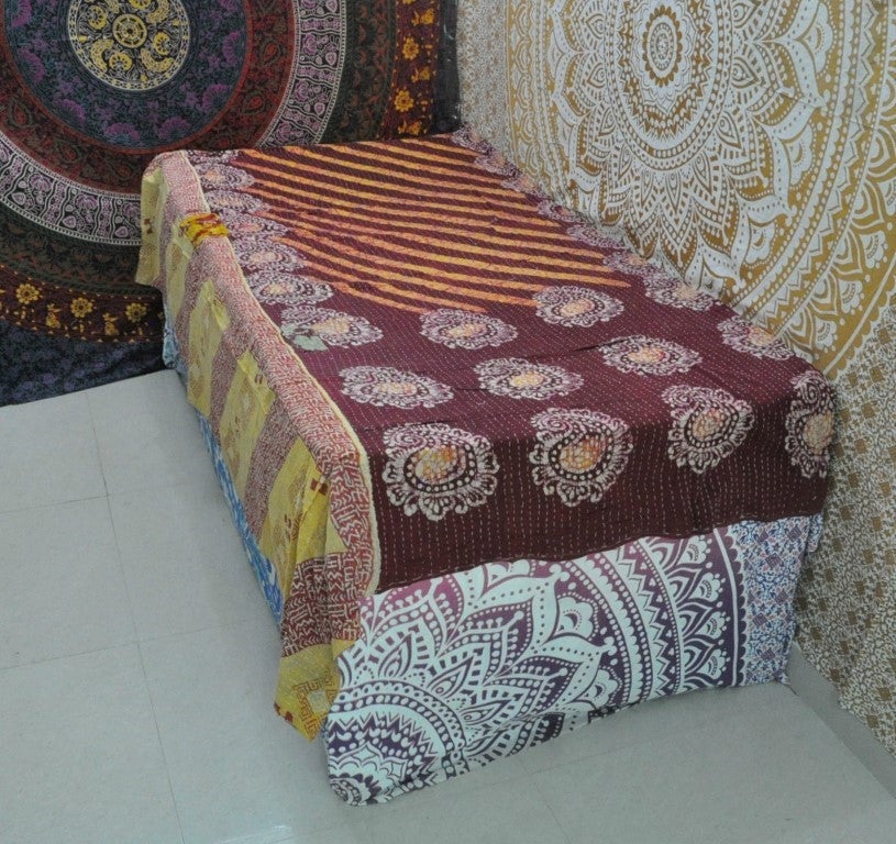 Bertina Hand-Stitched Kantha Throw-Jaipur Handloom