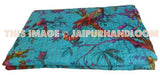 Bird Kantha Quilt in Turquoise Blue Queen Kantha Bedding Bedspread-Jaipur Handloom