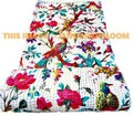 Bird print kantha blanket throw quilt bedspread-Jaipur Handloom