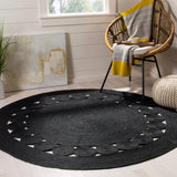 Black Braided Jute Round Rugs for Living Room ON SALE