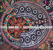 Black Pouf Ottoman-Jaipur Handloom