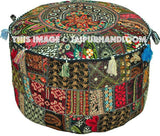 Black Pouf Ottoman-Jaipur Handloom
