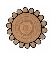Black Round scallop rug, round scalloped jute rug, round jute rug