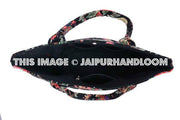 Black Velvet Embroidered Bag Tote, Ethnic Bag, Tote Bag, Shoulder Bag, Boho Bag-Jaipur Handloom