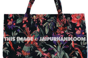 Black Velvet Embroidered Bag Tote, Ethnic Bag, Tote Bag, Shoulder Bag, Boho Bag-Jaipur Handloom