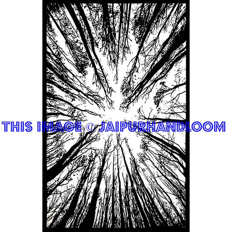 Black & White Locust Trees From Below Tapestry Psychedelic dorm decor