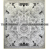 Black & White Twin Multi Sketched Hand Hamsa Wall Tapestry-Jaipur Handloom