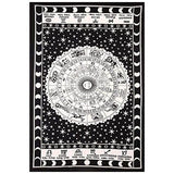 Black and White Zodiac Tapestry Wall Hanging Horoscope Tapestry