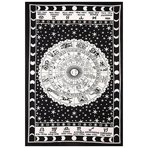 Black and White Zodiac Tapestry Wall Hanging Horoscope Tapestry