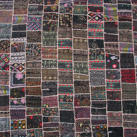 Black indian patchwork Bed cover Queen embroidered bedspread bedding-Jaipur Handloom