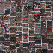 Black indian patchwork Bed cover Queen embroidered bedspread bedding-Jaipur Handloom