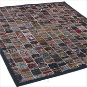 Black indian patchwork Bed cover Queen embroidered bedspread bedding-Jaipur Handloom
