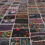 Black indian patchwork Bed cover Queen embroidered bedspread bedding-Jaipur Handloom