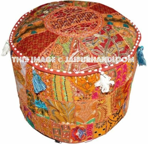 Blacktown Pouffe - 18X13 inches-Jaipur Handloom