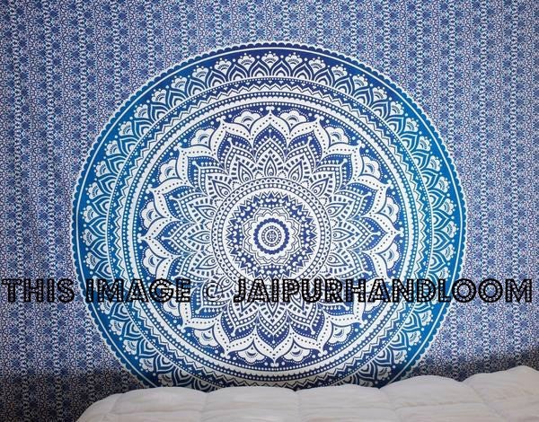 Blue Color Theme Queen Size Mandala Wall Tapestries Tapestry Wall Deco