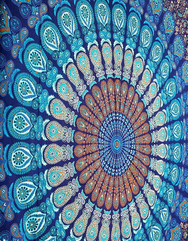 Blue Tapestry Wall Hanging Mandala Tapestries Indian Cotton Bedspread  Picnic Bedsheet Blanket Wall Art Hippie Tapestry – Marubhmi