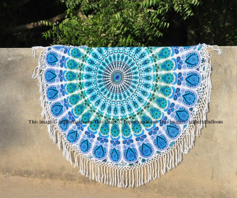 Reena Handicraft Sky Blue Indian Parrot Peacock Yoga Mat Round Beach Throw  Tapestry at Rs 150 in Jaipur