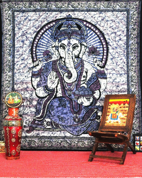 Blue Ganesha Tapestry-Jaipur Handloom