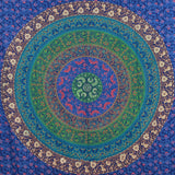 Blue Hippie Medallion Mandala Tapestry Indian Cotton Dorm Bedspread-Jaipur Handloom