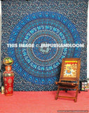Blue Indian Bed sheet Cotton Mandala Bedspread Dorm Room Bedding-Jaipur Handloom