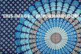 Blue Indian Peacock Mandala Bedspread Hippie Dorm Room Tapestry-Jaipur Handloom