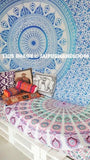 Blue Mandala Tapestries Hippie Wall Hanging Queen Bedspread-Jaipur Handloom