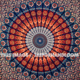 Blue Multi Plum and Blow Medallion Wall Tapestry Twin Dorm Bedding Throw-Jaipur Handloom