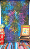 Blue Multi Tie dye tapestry Kaleidoscopic Star Tapestry Psychedelic Tapestry-Jaipur Handloom