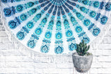 Blue Round Mandala Tapestry | Round Table Cloth | Yoga Mat-Jaipur Handloom