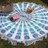 Blue Round Mandala Tapestry | Round Table Cloth | Yoga Mat-Jaipur Handloom