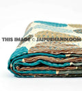 Blue Sari Kantha Quilt In Polka dot, Kantha Blanket, Kantha Bedspread, Kantha Throw, Kantha Bedding, kantha Blanket, Indian Sari Quilt-Jaipur Handloom