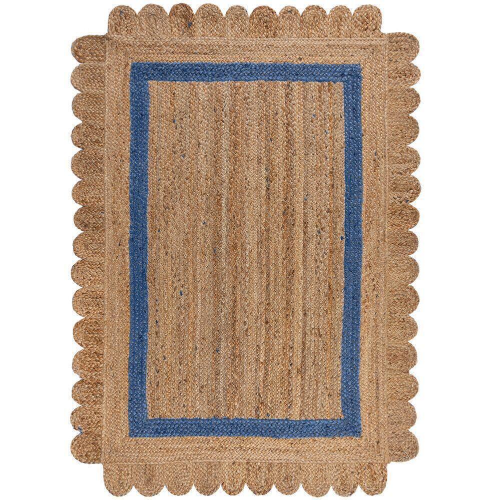 Blue Trim Scalloped Hallway Runner Living Room Scalloped Runner Rugs