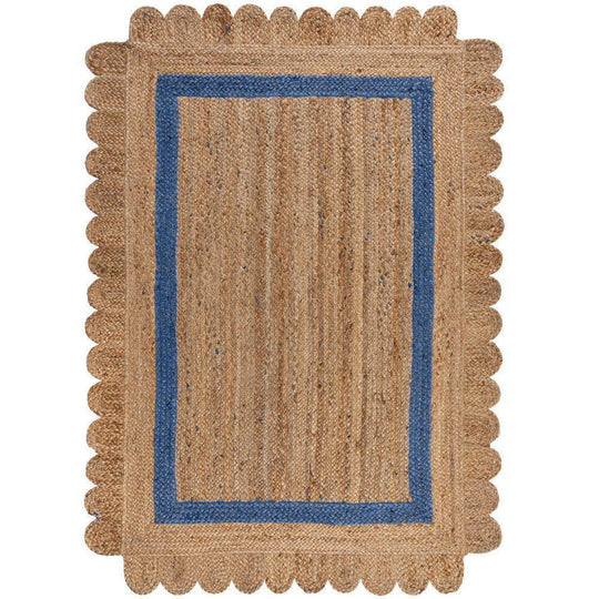 Blue Trim Scalloped Hallway Runner Living Room Scalloped Runner Rugs
