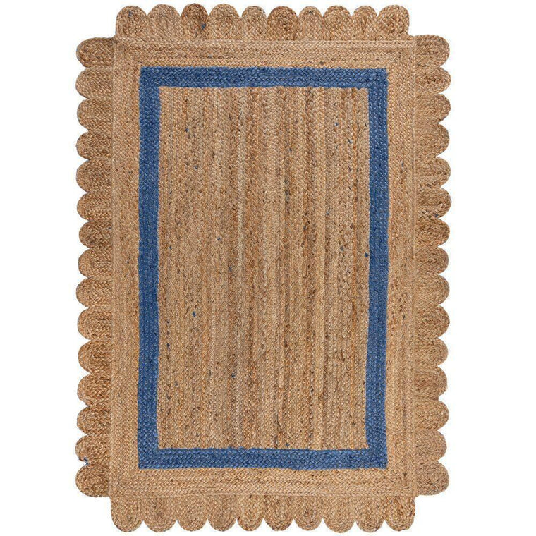 Blue Trim Scalloped Hallway Runner Living Room Scalloped Runner Rugs