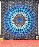 Blue Trippy Dorm Tapestry Bohemian Summer Blanket for Beach-Jaipur Handloom