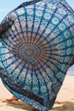 Blue Trippy Dorm Tapestry Bohemian Summer Blanket for Beach-Jaipur Handloom