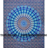 Blue hippie tapestry cute dorm tapestries psychedelic mandala yoga mat-Jaipur Handloom