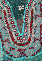 Blue indian embroidered quilt bohemian patchwork bed cover baby blanket-Jaipur Handloom