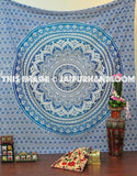 Blue ombre tapestry mandala tapestry hippie wall hanging-Jaipur Handloom