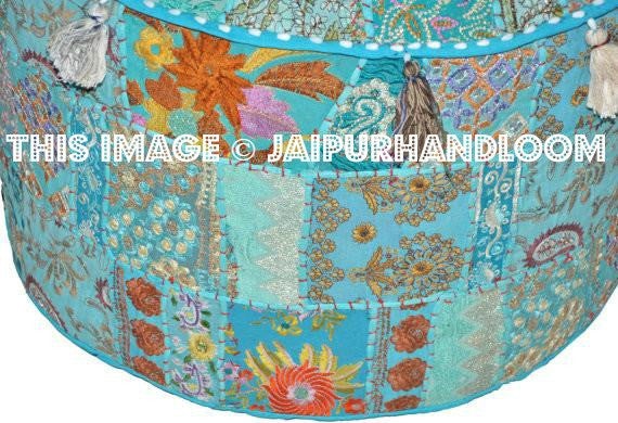Blue pouf Ottoman-Jaipur Handloom