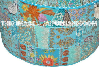Blue pouf Ottoman-Jaipur Handloom