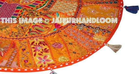 Bohemian 32" Round floor pillow seating Bohemian Patchwork ottoman bean bag