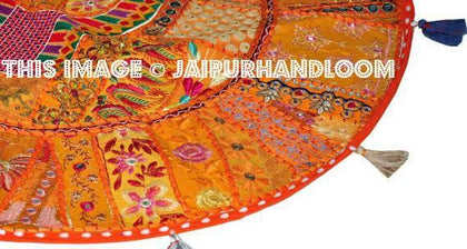 Bohemian 32" Round floor pillow seating Bohemian Patchwork ottoman bean bag
