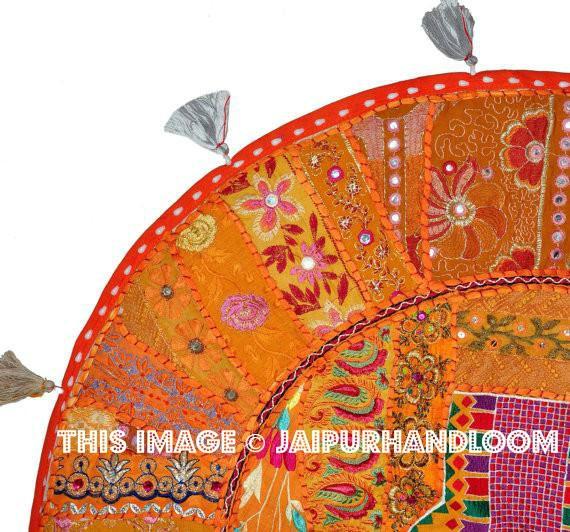 Bohemian 32" Round floor pillow seating Bohemian Patchwork ottoman bean bag