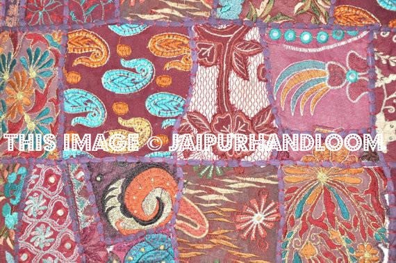 Bohemian Accent Pillows for couch Purple Patchwork Dining Chair Pillows-Jaipur Handloom