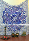 Bohemian Dorm Room Ideas - Hippie Blue Ombre Mandala Tapestry-Jaipur Handloom